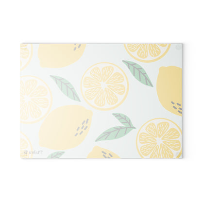 Ptahra B Citrus Lemon Glass Cutting Board | Kitchen Decor, Gift for Chefs, Cooking Essentials, Lemon Lover Gift, Summer Party Supplies