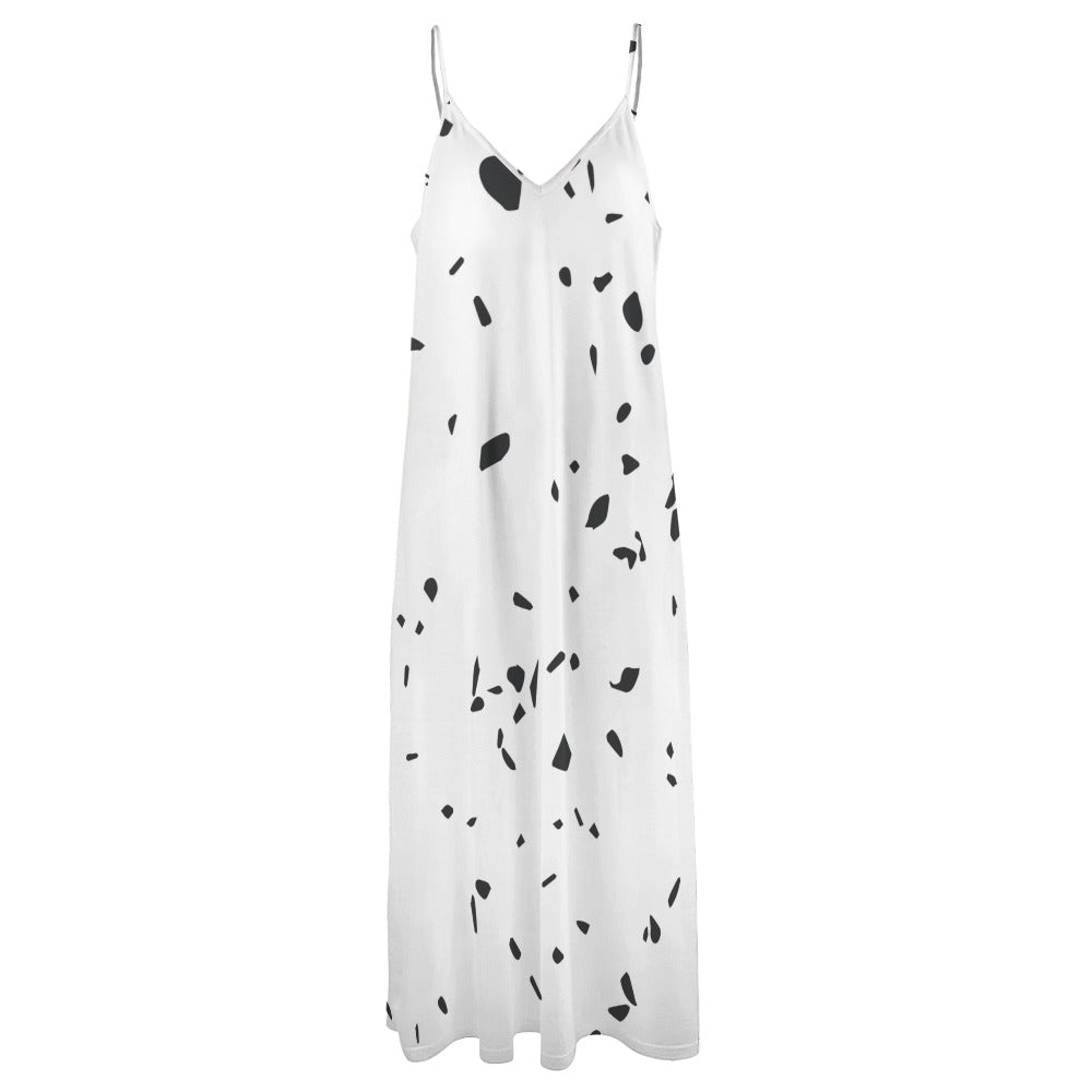 Ptahra B White/Black Stone Sling Ankle Long Dress