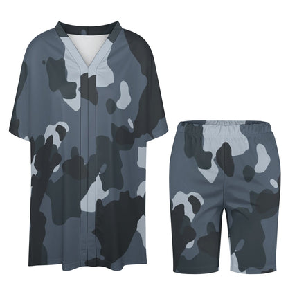 Women's Grey Camo V-Neck Bat Sleeve Two Piece Set