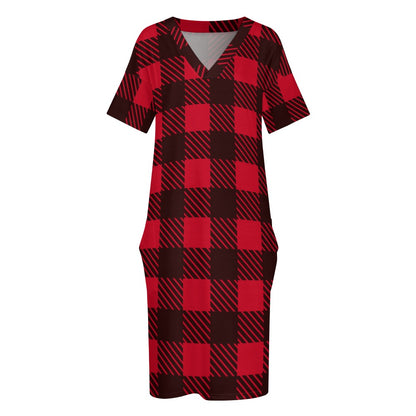 Women's Red Loose pocket dress