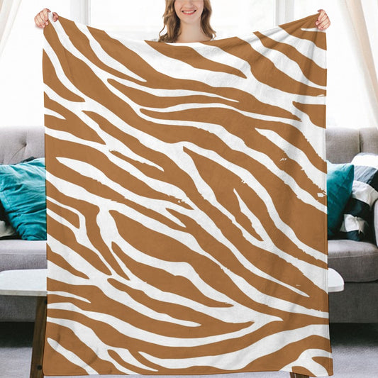 Ptahra B Brown Zebra Design Ultra-Soft Flannel Blanket Multiple Sizes