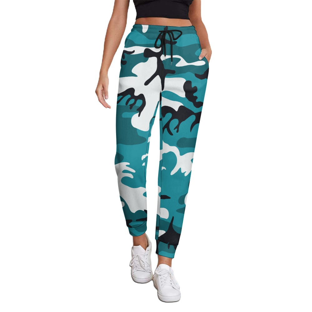 Ptahra B Women's Turquoise Camo Fully Print Sweatpants