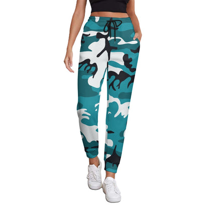 Ptahra B Women's Turquoise Camo Fully Print Sweatpants