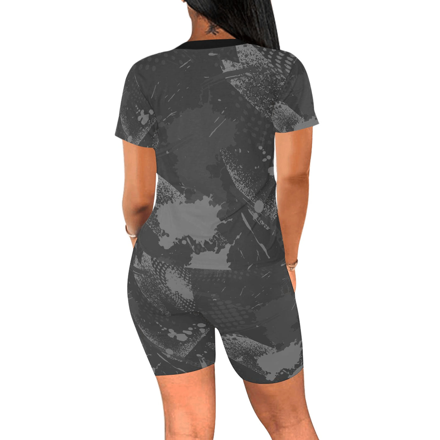 Women's Multi-Grey Design Short Yoga Set