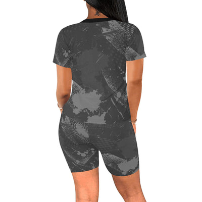 Women's Multi-Grey Design Short Yoga Set