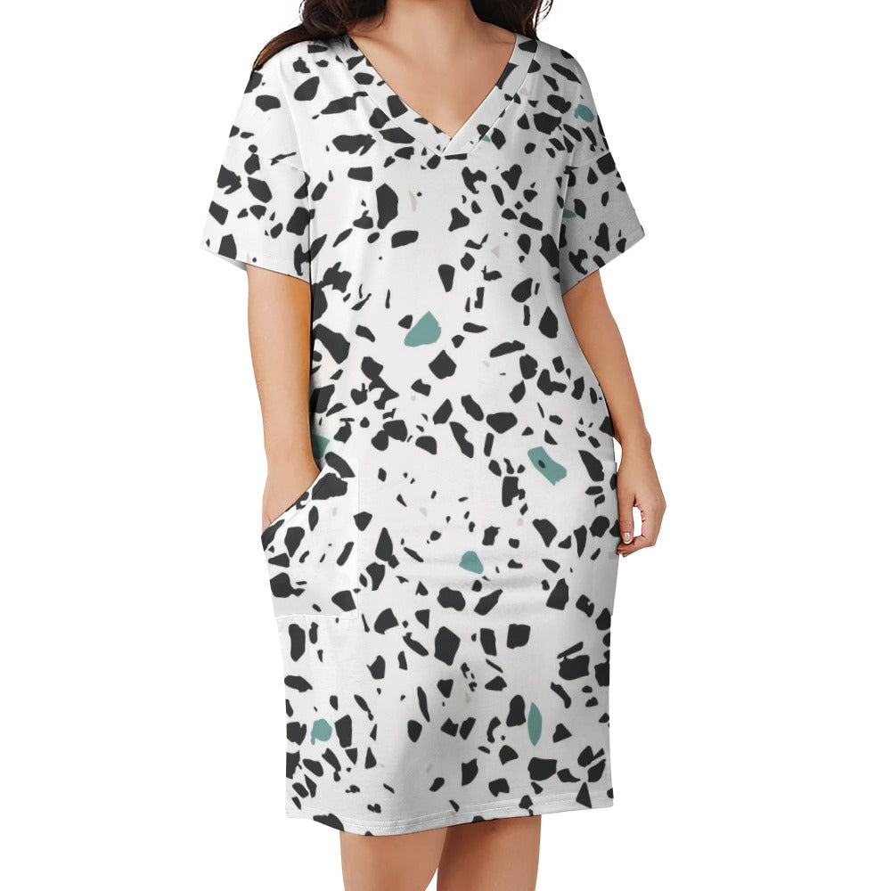 Women's Stone Pattern Loose pocket dress