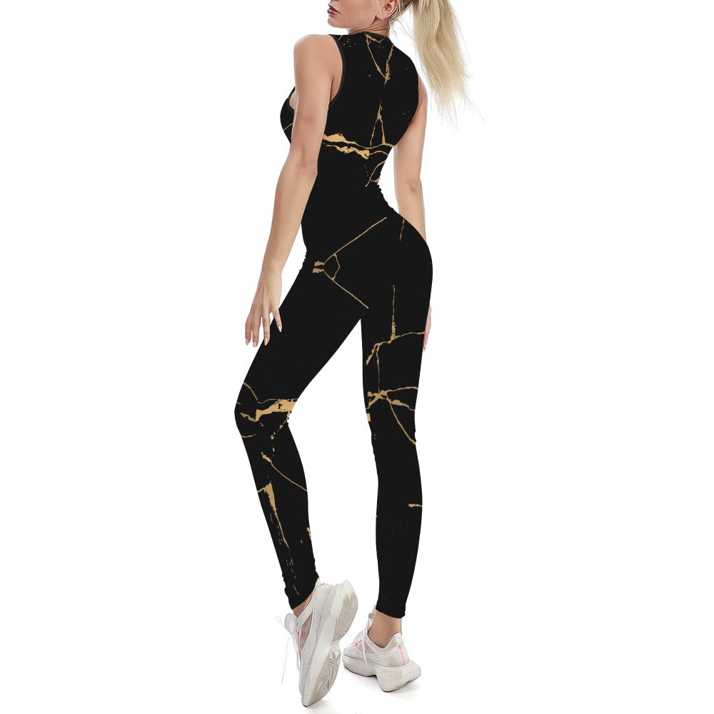 Ptahra B Black/ Marble Pattern Ladies Bodysuit