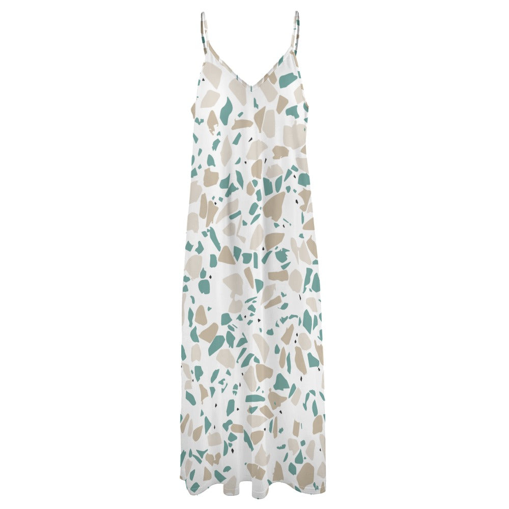 Ptahra B Multi-Stone Pattern Sling Ankle Long Dress