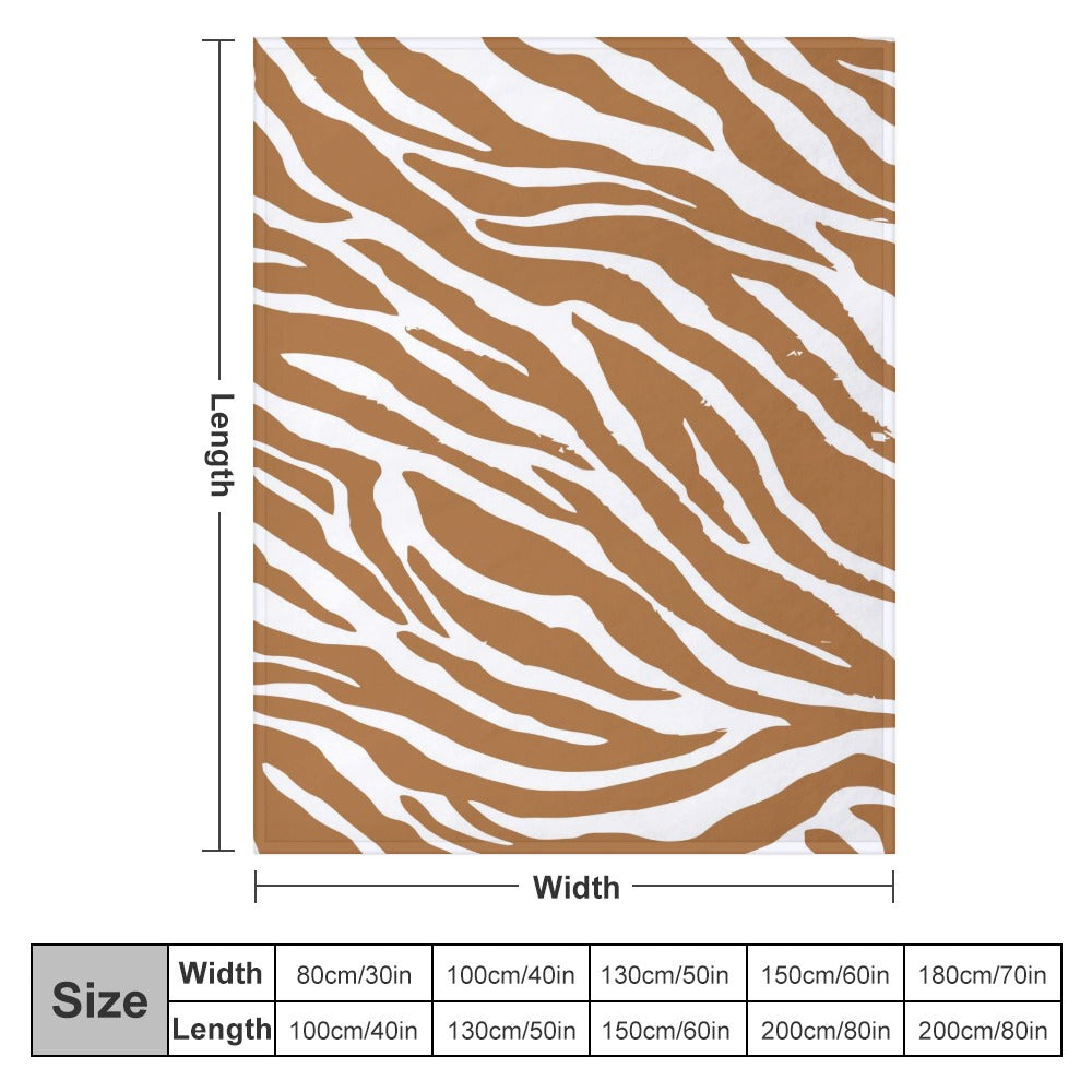 Ptahra B Brown Zebra Design Ultra-Soft Flannel Blanket Multiple Sizes