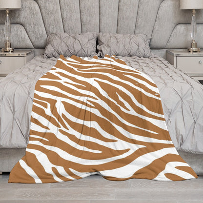 Ptahra B Brown Zebra Design Ultra-Soft Flannel Blanket Multiple Sizes