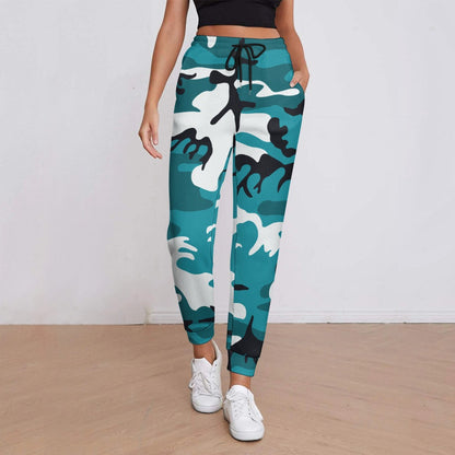 Ptahra B Women's Turquoise Camo Fully Print Sweatpants