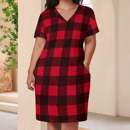 Women's Red Loose pocket dress
