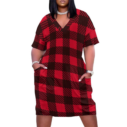 Women's Red Loose pocket dress