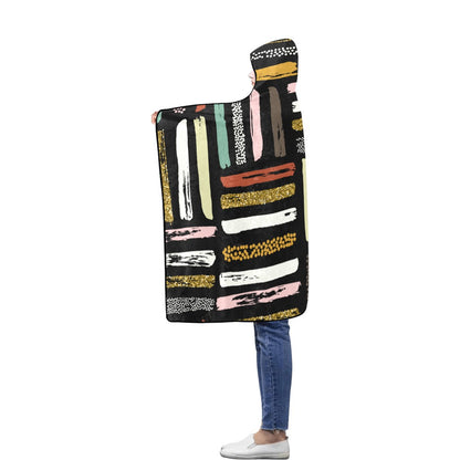 Ptahra B Black/Multi-Color Flannel Hooded Blanket 50"x60"