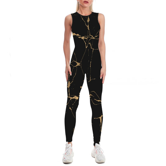 Ptahra B Black/ Marble Pattern Ladies Bodysuit