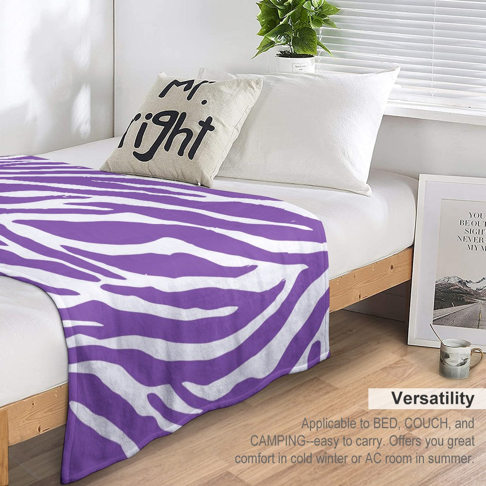 Ptahra B Purple Zebra Type Design Ultra-Soft Flannel Blanket