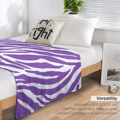 Ptahra B Purple Zebra Type Design Ultra-Soft Flannel Blanket