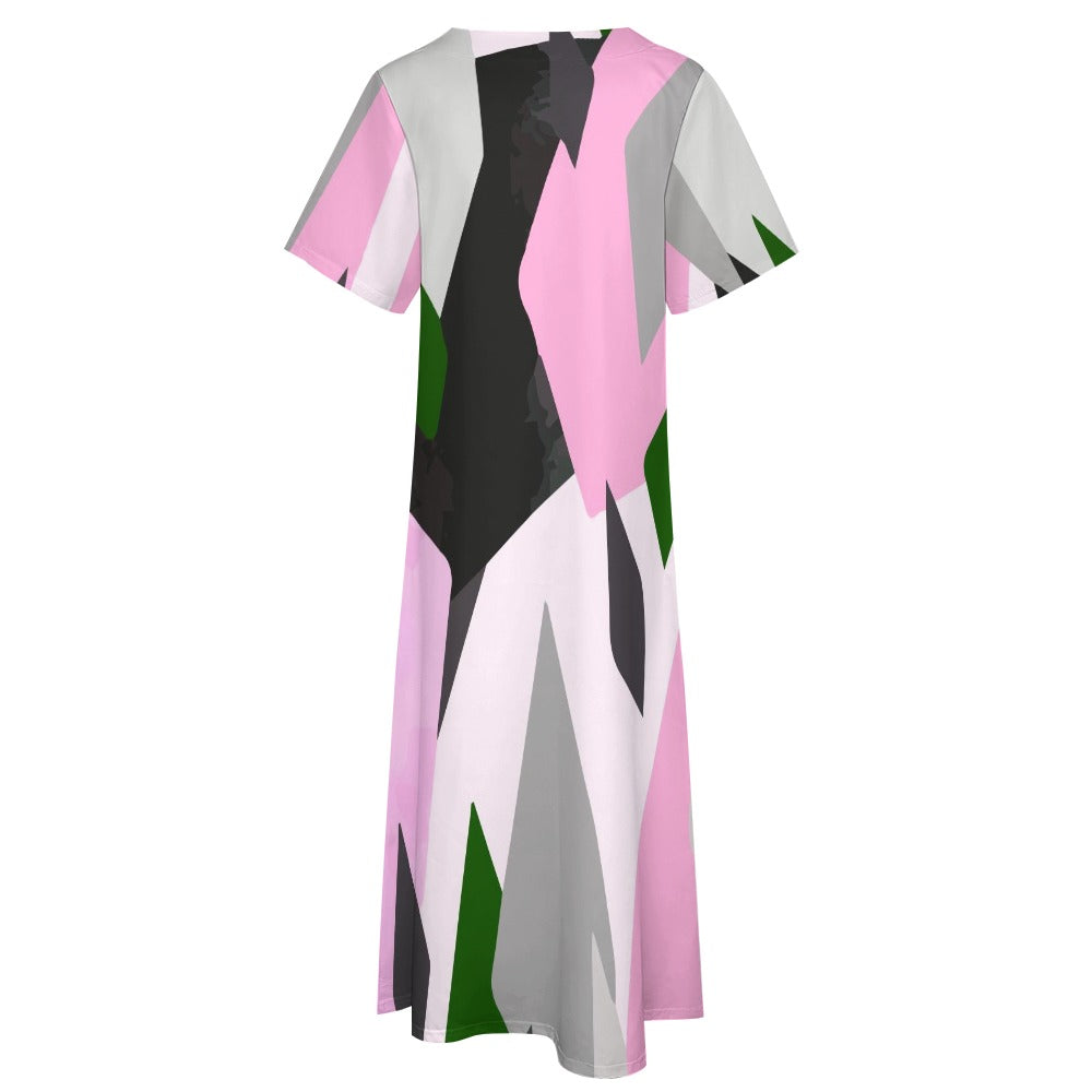 Multi-Color 7-Point Sleeve Dress