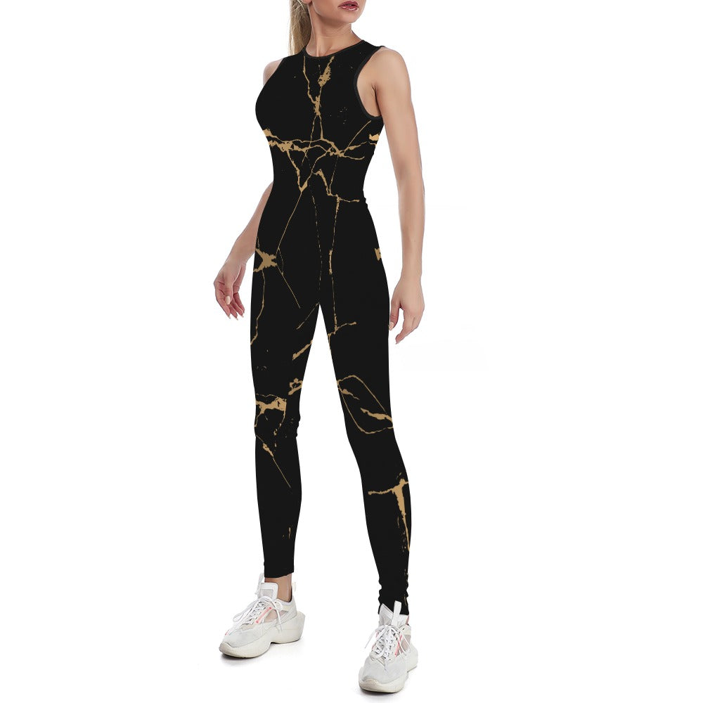 Ptahra B Black/ Marble Pattern Ladies Bodysuit