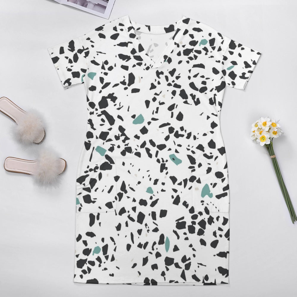 Women's Stone Pattern Loose pocket dress