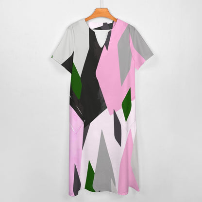 Multi-Color 7-Point Sleeve Dress