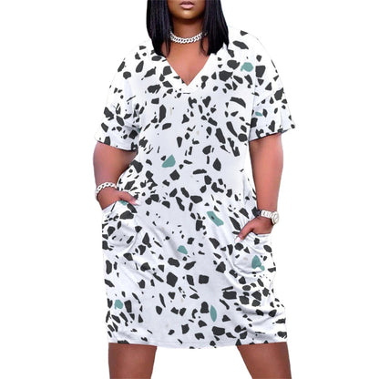 Women's Stone Pattern Loose pocket dress